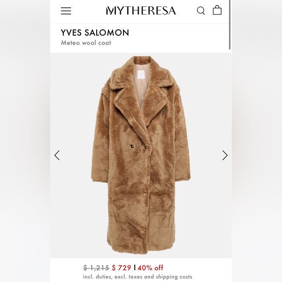 Meteo yves salomon brown wool teddy coat size 34 (XS) - Picture 1 of 7